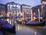 Gondolas at Night, Venice, Italy Photographic Print by Peter Adams