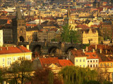 Town and Charles Bridge, Prague, Czech Republic 写真プリント - スティーヴン・アダムス