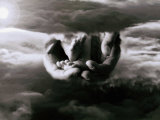 In the Clouds, Father's Hands Hold a Child's Feet Fotografisk trykk av Chris Briscoe