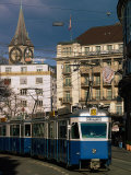 Streetcar, Zurich, Switzerland Photographic Print by Walter Bibikow