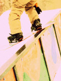 Snowboarder Skittering on a Rail Photographic Print by Bob Winsett