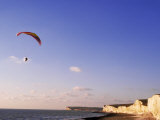 Paraglider and Chalk Cliff Coast (UK) Photographic Print