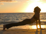 Woman Stretching on Beach Photographic Print by Tomas del Amo