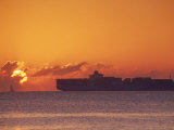 Cargo Ship at Sunrise, Miami Beach, FL Photographic Print by Jeff Greenberg