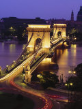 Chain Bridge at Night, Hungary Photographic Print