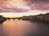 Sunset, Arno River, Tuscany, Italy Photographic Print by Walter Bibikow