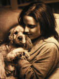 Portrait of Teen Girl with Dog Photographic Print by Lonnie Duka