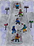 Illustration: Winter Street Hockey Lámina fotográfica Illustration: Winter Street Hockey Lámina fotográfica