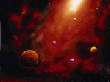 Illustration of Planets and Red Glowing Star Photographie par Ron Russell