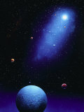 Illustration of Blue Planets and Stars Photographie par Ron Russell