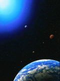 Illustration of Earth and Glowing Star Photographic Print by Ron Russell