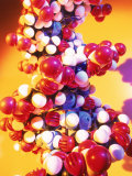 Blurred Image of Model of Dna with Yellow Background Photographie par Peter Gregoire