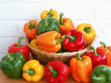 Sweet Peppers in and Around Basket Fotografie-Druck von David Ball