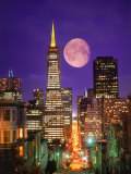 Moon Over Transamerica Building, San Francisco, CA Photographie par Terry Why
