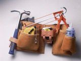 Tool Belt with Hammer, Tape Measure, Caulk Gun Fotografie-Druck von Dan Gair