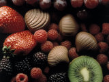 Strawberries, Raspberries and Kiwis Photographic Print by Howard Sokol