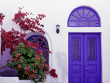 Pink Flowering Bougainvillea (Paper Flower), Whitewashed Walls of House, Santorini, Greece Lámina fotográfica por Erika Craddock Pink Flowering Bougainvillea (Paper Flower), Whitewashed Walls of House, Santorini, Greece Lámina fotográfica por Erika Craddock