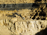 Backhoe (Excavator) in Limestone Quarry, England Photographie par Martin Page