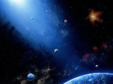 Space Illustration of Planets and Stars Photographie par Ron Russell