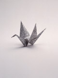 Origami Crane on White Photographic Print by Howard Sokol