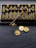 Abacus, Key and Coins Photographic Print by Howard Sokol