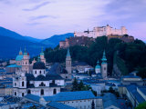 Sunset View Over City, Salzburg, Austria Photographic Print by Walter Bibikow