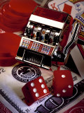 Dice, Slot Machine, Chips and Card on $100 Bill Photographic Print by Eric Kamp