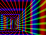 Abstract Design with Blue Red and Green Laser-Like Lines on Black Background Photographic Print by Albert Klein
