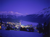 St Moritz at night, Switzerland Photographie par Walter Bibikow