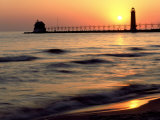Sunset Light on Grand Haven Lighthouse, MI Photographic Print by Willard Clay