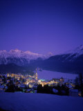 St. Moritz at Night, Switzerland Photographic Print by Walter Bibikow