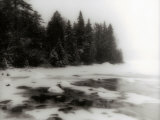 Frozen Lake and Evergreen Trees Photographic Print by Cheryl Clegg