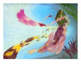 Red Scarf - Pressed Flower Art Giclee Print by Shelley Xie