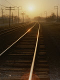 Morning Sun Shines on Railroad Tracks Photographie par Stephen St. John