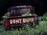 An Abandoned Vehicle Ironically Bears a Sign Warning against Dumping Fotografie-Druck von Chris Johns