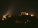Floodlights Illuminate the Acropolis Photographic Print by James P. Blair