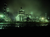 Chemical Plant at Night Photographic Print by George Grall