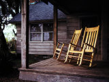 Seaside Cottage with a Pair of Rocking Chairs on its Porch Fotografie-Druck von Melissa Farlow