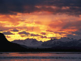 Sunset over Lowell Glacier, Alsek River, Alaska Photographic Print by David Edwards
