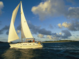 Sailboat Cruising off the Coast of the British Virgin Islands Photographic Print by Skip Brown