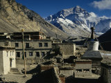 Rongbuk Monastery with Mt. Everest in the Background Photographic Print by Maria Stenzel