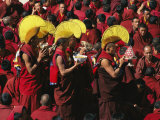 Buddist Monks at Nechung Monastery During Losar Festivities Photographic Print by Maria Stenzel