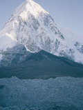 Mount Pumori Seen Behind the Darker Kala Pattar Mountain in the Foreground Photographic Print by Michael Klesius