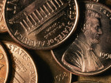 Close View of Several Pennies Dated 1998 Photographic Print by Brian Gordon Green