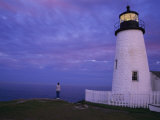 A Lighthouse Visitor Enjoys a Twilight View of the Maine Coast Photographic Print by Stephen St. John