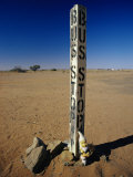 A Garden Gnome at a Bus Stop in an Outback Desert Town Fotoprint van Jason Edwards A Garden Gnome at a Bus Stop in an Outback Desert Town Fotoprint van Jason Edwards