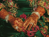 A Brides Hands Respendent with Jewels and Decorated with Henna Photographic Print by James L. Stanfield