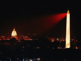 Highly Concentrated Laser Light Flashes Across the Potomac from the Top of the Washington Monument Photographic Print