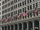 American Flags Decorate the Front of a Michigan Avenue Building Photographic Print by Paul Damien