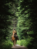 Horseback Riding on an Emerald Lake Lodge Bridle Trail Photographic Print by Michael Melford